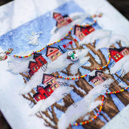 DIY Cross stitch kit with a printed canvas "Christmas fairytale"