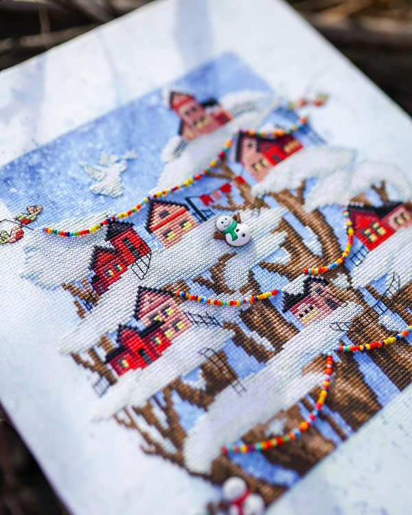 DIY Cross stitch kit with a printed canvas 