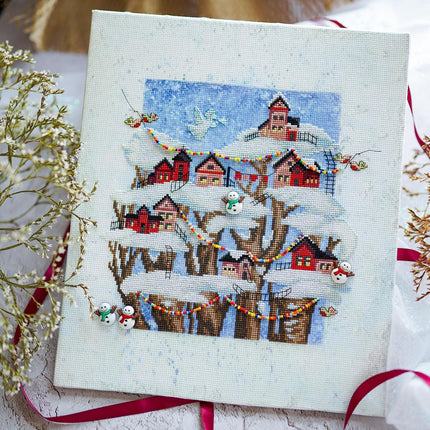 DIY Cross stitch kit with a printed canvas "Christmas fairytale"