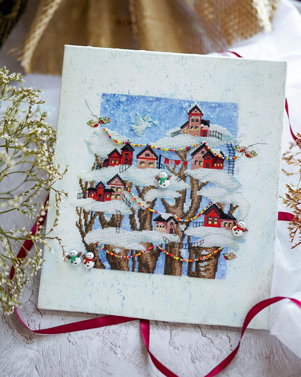 DIY Cross stitch kit with a printed canvas 