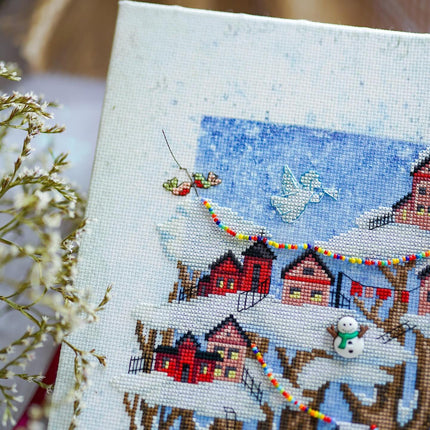 DIY Cross stitch kit with a printed canvas "Christmas fairytale"