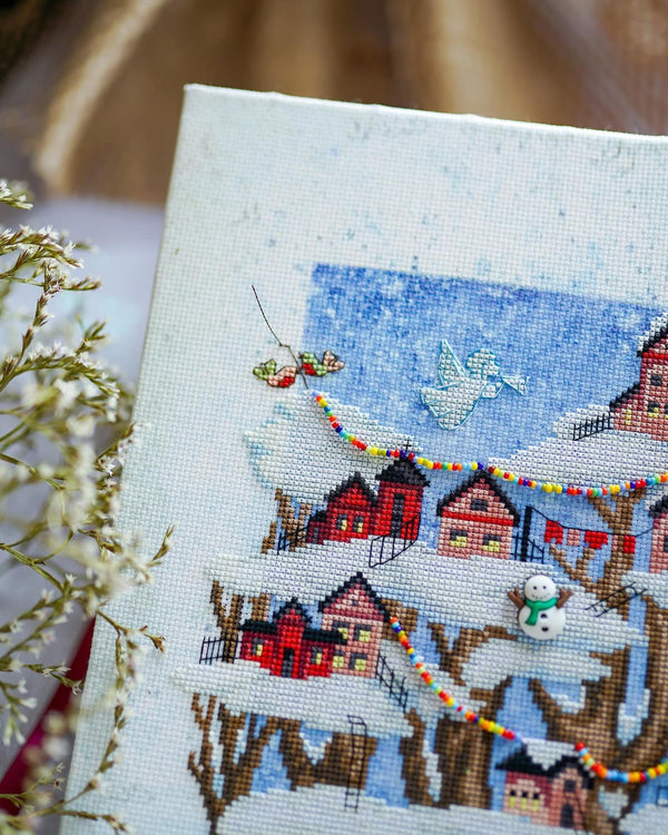 DIY Cross stitch kit with a printed canvas 