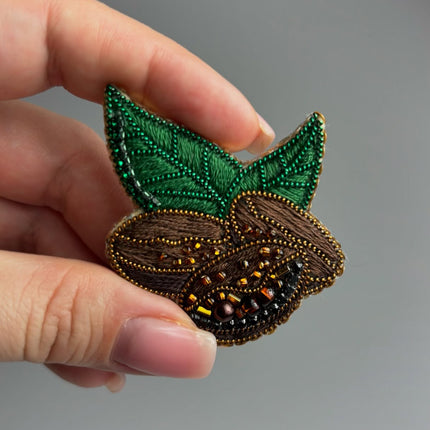Beadwork kit for creating broоch "Coffee beans"