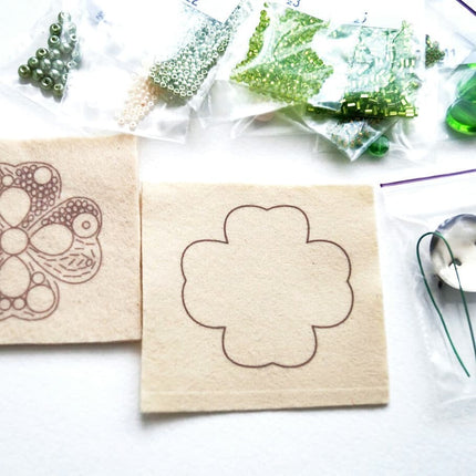 Beadwork kit for creating broоch "Symbol of luck"