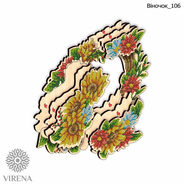 DIY Beaded Door Wreath Kit "Sunflowers" Embroidery on wood, Home decoration