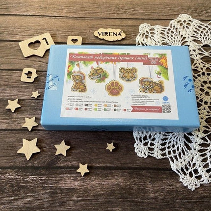 Christmas Bead Embroidery Kit Christmas toys "Tiger" Set 5 pcs Christmas tree toys