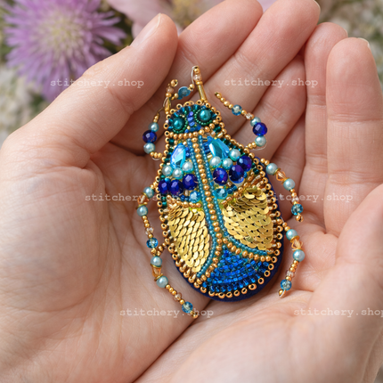 Beadwork kit for creating brooch "Azurite"