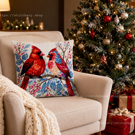 Needlepoint Pillow Kit "Cardinal Pair"