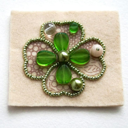 Beadwork kit for creating broоch "Symbol of luck"
