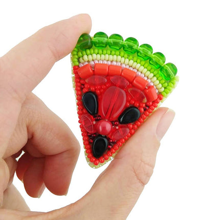 Beadwork kit for creating broоch "Water-melon"