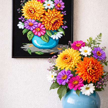 DIY Printed Tapestry Kit “A Bouquet of Dahlias” Needlepoint Kit