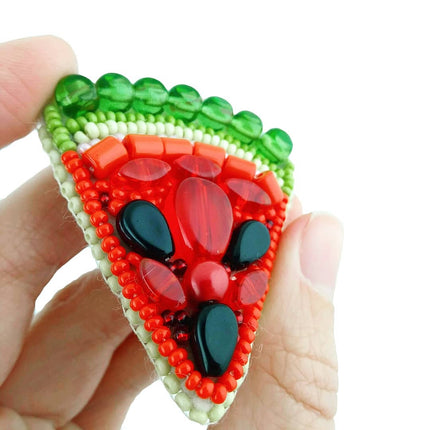 Beadwork kit for creating broоch "Water-melon"
