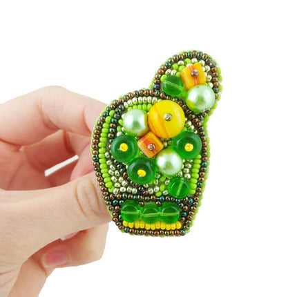 Beadwork kit for creating broоch "Bright cactus"