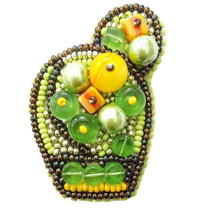 Beadwork kit for creating broоch "Bright cactus"