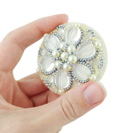 Beadwork kit for creating broоch "Pearl petals"