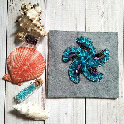 Beadwork kit for creating broоch "Star of sea"
