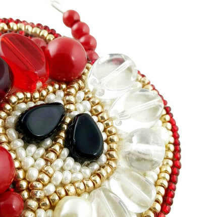 Beadwork kit for creating broоch "Red apple"