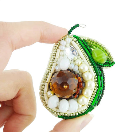 Beadwork kit for creating broоch "Avocado"