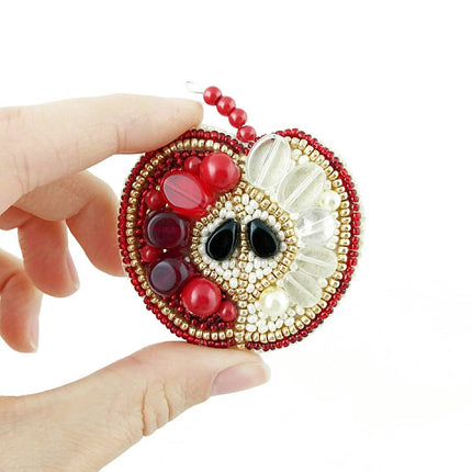 Beadwork kit for creating broоch "Red apple"