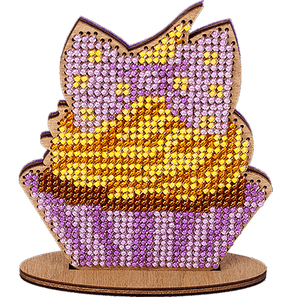 DIY Beaded embroidery on wood kit "Cake"