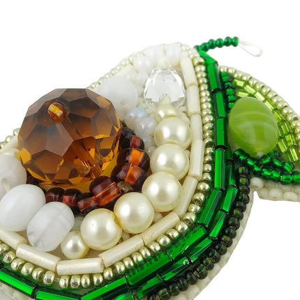 Beadwork kit for creating broоch "Avocado"