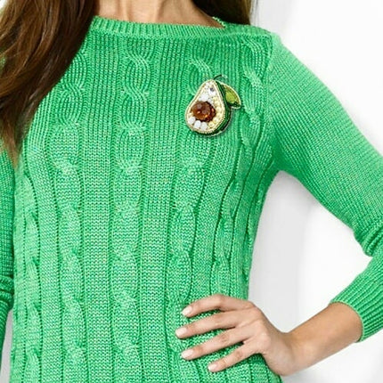 Beadwork kit for creating broоch "Avocado"