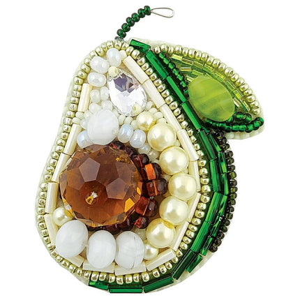 Beadwork kit for creating broоch "Avocado"