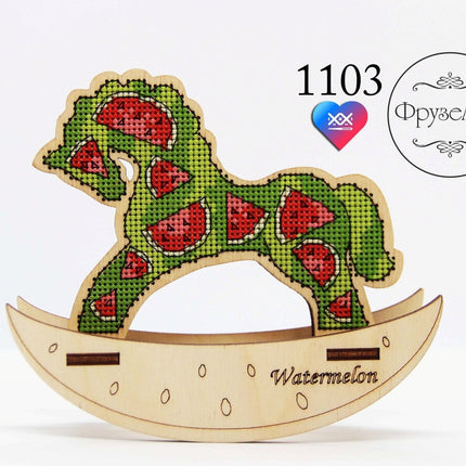 🎠 DIY Counted Cross Stitch Kit Rocking Horse "Watermelon"