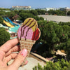DIY Beaded embroidery on wood kit "Ice cream"