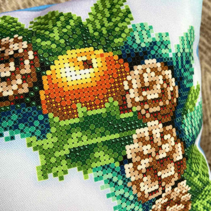 DIY Bead embroidery cushion cover kit "Christmas wreath with a bird"