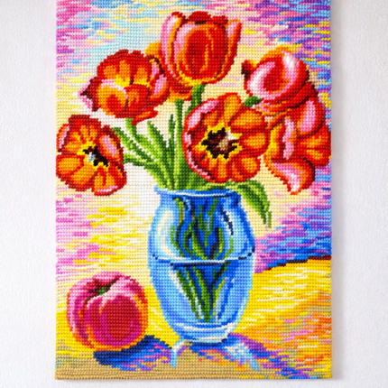 DIY Printed Tapestry Kit “ A vase with tulips” Needlepoint Kit