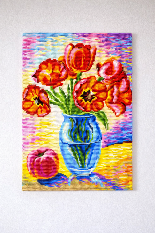 DIY Printed Tapestry Kit “ A vase with tulips” Needlepoint Kit