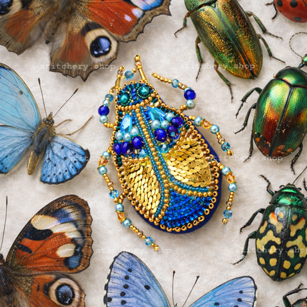Beadwork kit for creating brooch "Azurite"