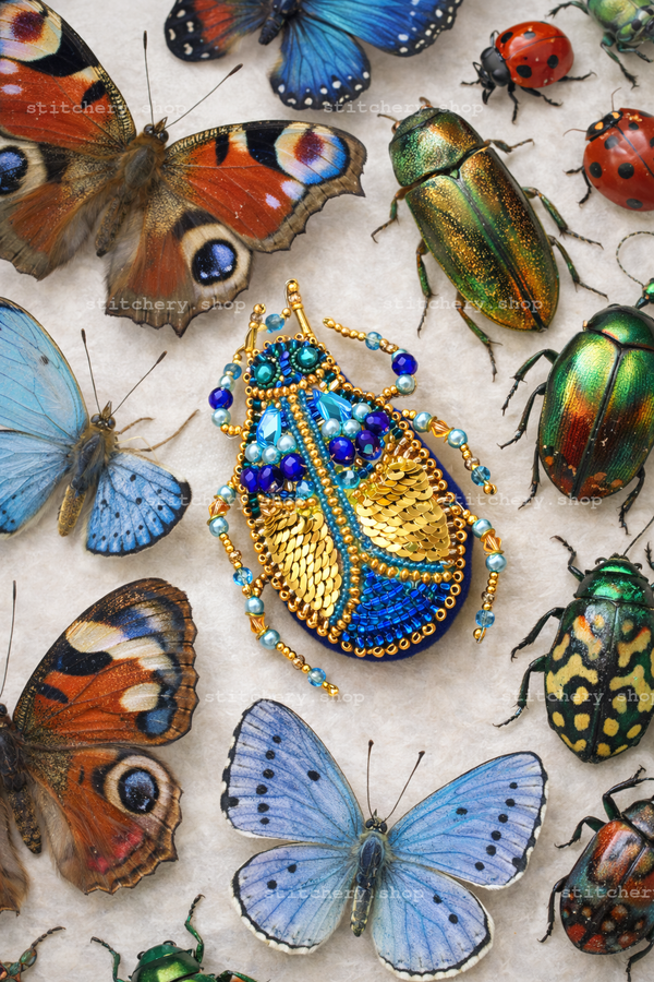 Beadwork kit for creating brooch 