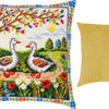 Needlepoint Pillow Kit "Geese Among the Flowers"