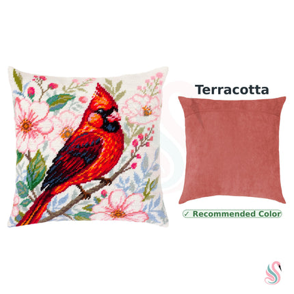 Needlepoint Pillow Kit "Cardinal Among Flowers"