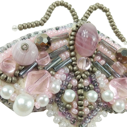 Beadwork kit for creating broоch "Lilac butterfly"