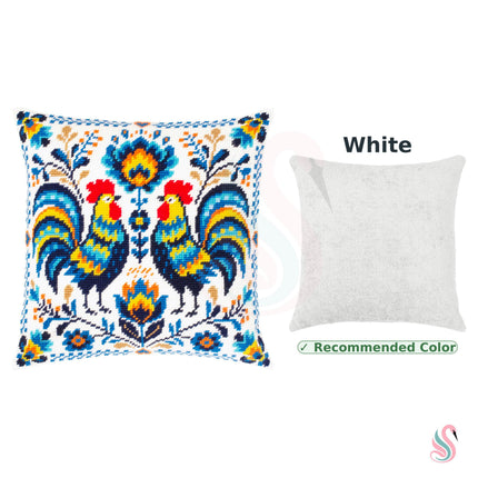 Needlepoint Pillow Kit "Colorful Roosters"