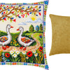 Needlepoint Pillow Kit "Geese Among the Flowers"