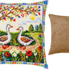 Needlepoint Pillow Kit "Geese Among the Flowers"