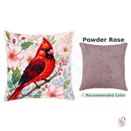 Needlepoint Pillow Kit "Cardinal Among Flowers"