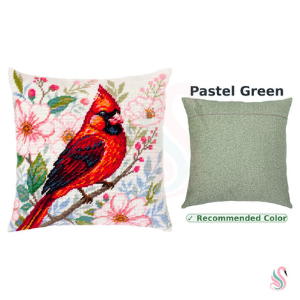 Needlepoint Pillow Kit "Cardinal Among Flowers"