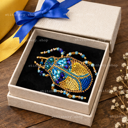Beadwork kit for creating brooch "Azurite"