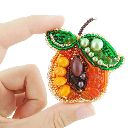 Beadwork kit for creating broоch "Apricot"