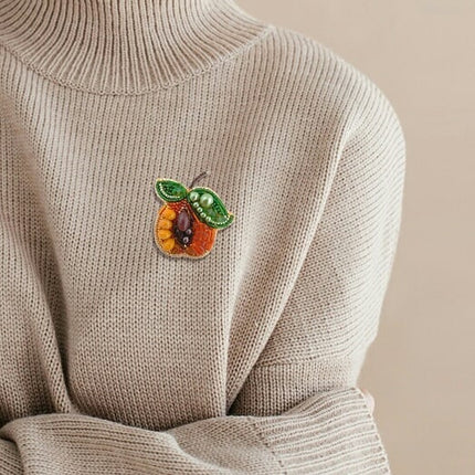 Beadwork kit for creating broоch "Apricot"