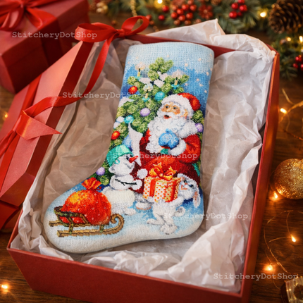 DIY Counted Cross Stitch Kit "Christmas and New Year's sock"