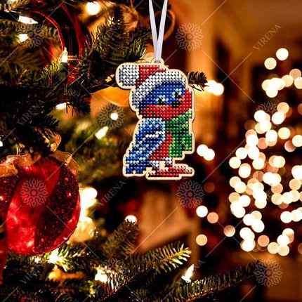 Christmas Bead Embroidery Kit "Winter birds" Set 3 pcs Christmas tree toys