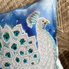 DIY Bead embroidery cushion cover kit "Winter peacock"