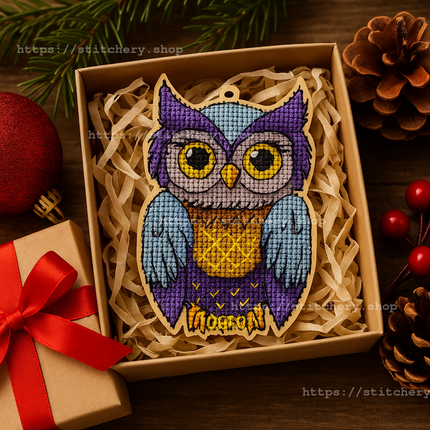 DIY Cross stitch kit on wood "Uliana" 3.9x2.6 in / 10.0x6.5 cm