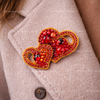Beadwork kit for creating broоch "Hearts"